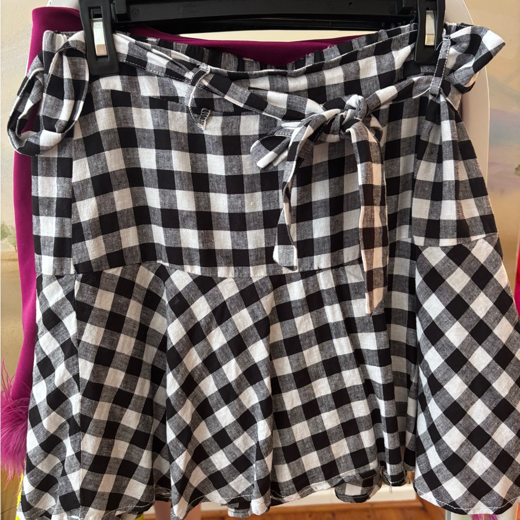 Cato Black And White Plaid Skater Skirt